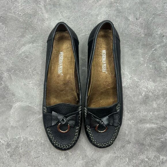 NWB Anne Klein Navy Blue Pebbled Leather Loafer Size 7.5 M Wedge Slip On - Picture 7 of 16